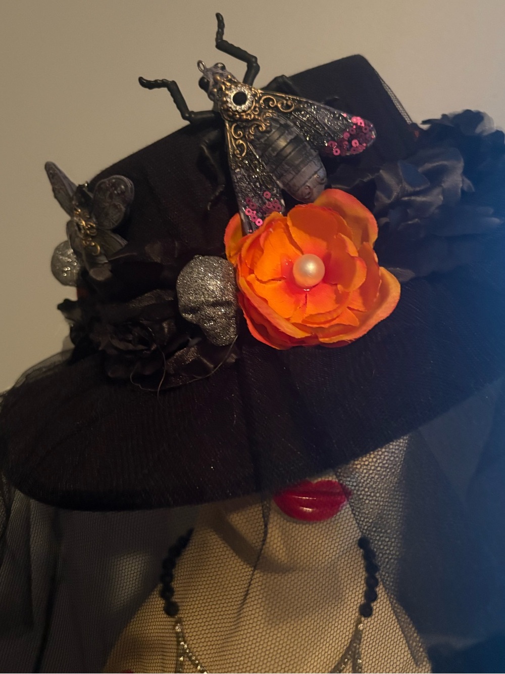 Black Magic ,black veiling π€jeweled bugsπ¦ a touch of orange